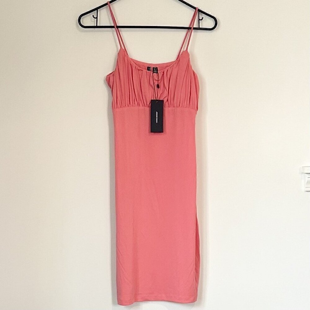 NWT Vero Moda Frankie Pleated Mini Tea Rose Pink Spaghetti Strap Dress - S